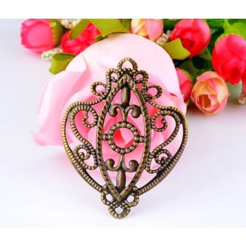 Free shipping-30Pcs Bronze Tone Filigree Wraps Connectors Metal Crafts Gift Decoration DIY Findings 6.6x5.4cm