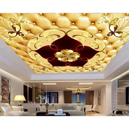 Photo Wallpaper Atmospheric High-grade Golden Floral Decoration Silk Wallpaper For Living Room Bedroom Zenith