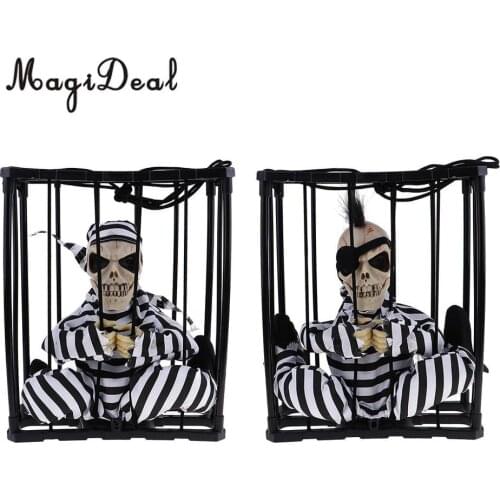 Halloween Electric Lighting Trick Prank Toys Skeleton Skull Head Utter Ghosts Cage Children Adult Gift Novelty Halloween Props