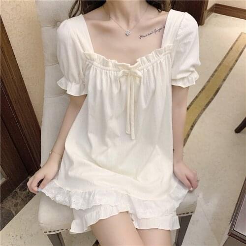 Cotton Pajamas Womens Summer Sleepwear Set Sweet Princess Style Short-Sleeved Shorts Suit Korean Comfortable Home Clothes