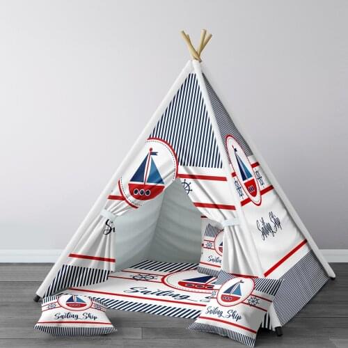 Play Tent for Kids Wigwam Portable Indoor Playground Tents Children Bedrooms Sailing Ship Blue Red Model 032