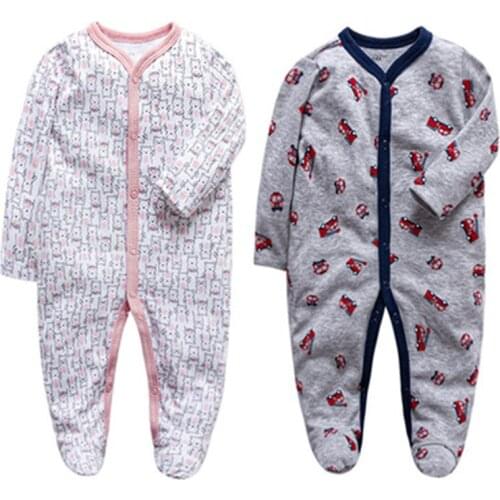2 Pcs Newborn Spring Autumn Jumpsuit Girls And Boys Long Sleeve Romper Infant Pajama Outfit Baby Clothes