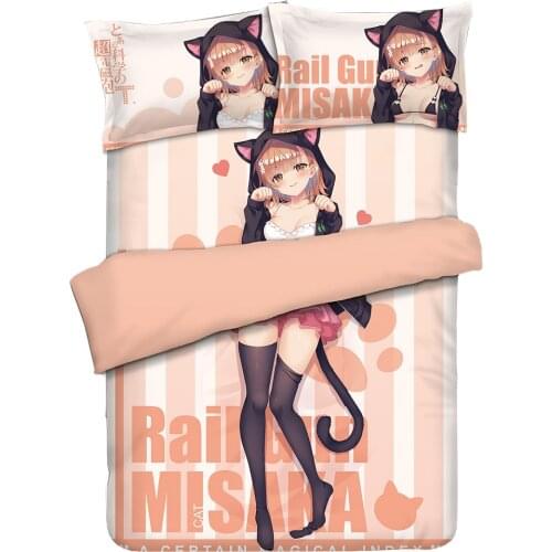 MGF A Certain Magical Index Bedding Set Duvet Covers Pillowcases Misaka Mikoto Anime Comforter Bedding Sets Bed Linen Bedclothes