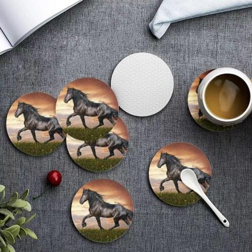 Upetstory Cool 3d Crazy Horse Print Drink Coasterr Antiskid Mug Mat Cup Table Pads Insulation Drink Coaster Placemat Custom