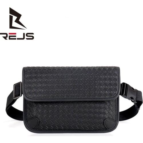 REJS LANGT Cowhide Leather Crossbody Bag Men Fashion Waist Bag Women Simple Cowhide Woven Envelope Chest Bag For Travel Sac