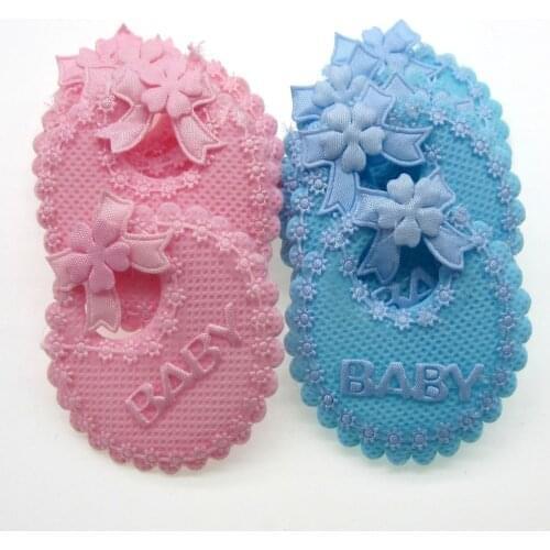 12pcs Handmade Fabric Baby Bibs Applique Baby Shower Baptism Embellishments Trim Craft Decoration 5.0cm