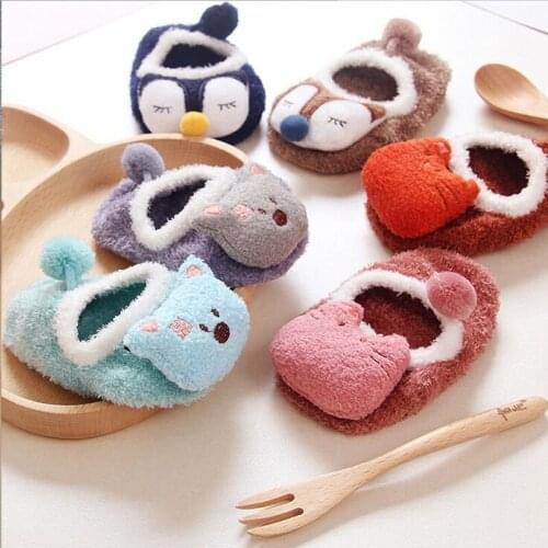 W145 baby socks fall and winter new cotton cartoon feather yarn anti-skid doll socks baby floor socks multi-size variety