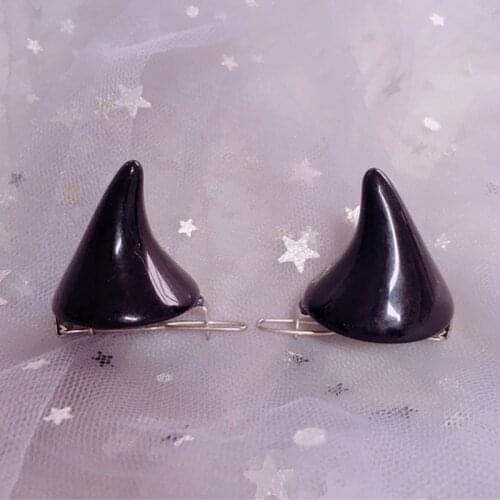 2021 New Small Gothic Demon OX Horn Hair Clips For Party Cosplay Costume Hairpins Costume Horn Halloween Headwear Hair Accessor