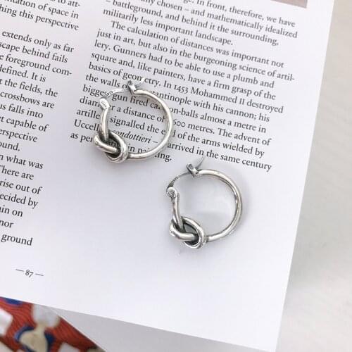 New Arrival 100% 925 Sterling Silver Retro Knot Twisted Circle Design Drops Earrings Jewelry For Women Birthday Gift Wholsale