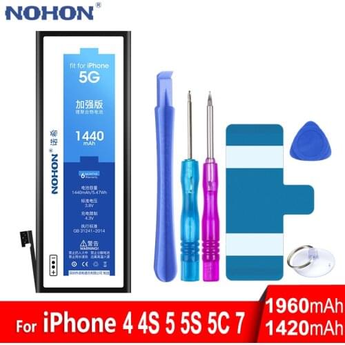 NOHON Original Battery For Apple iPhone 4 5 S 4S 5S 7 iPhone4 iPhone4S iPhone5 iPhone5S iPhone7 I Phone Replacement Free Tools