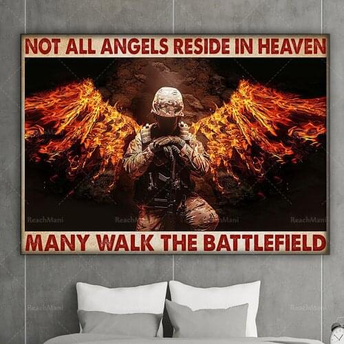Veterans Day Gifts Veteran Soldier Poster Not All Angels Reside In Heaven Poster Home Living Decor Poster