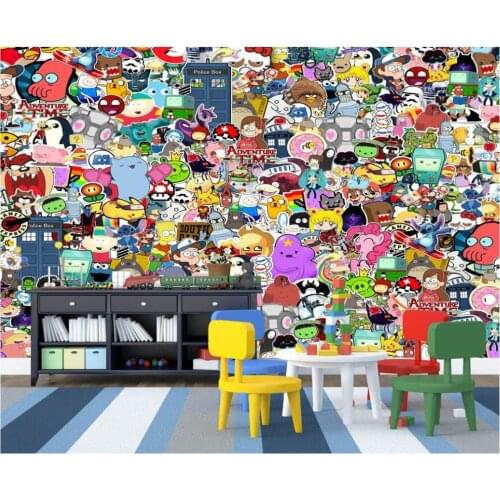 Custom photo wallpaper 3d wall murals wallpaper Cartoon animal graffiti wall children room background wall papers home decor