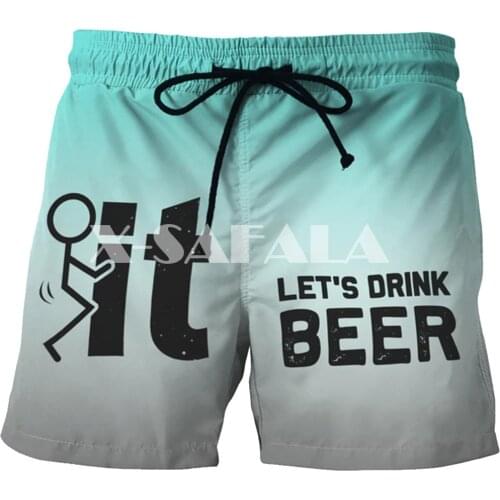Funny Let’s Drink Beer 3D Print Mens Shorts Unisex Streetwear Elastic Waist Shorts Summer Beach Harajuku Casual Drawstring-5