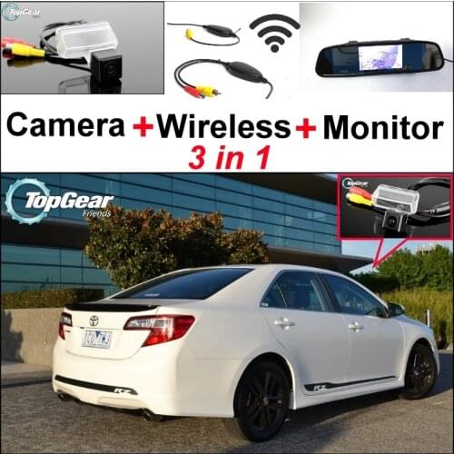 3 in1 Special Rear View Camera + Wireless Receiver + Mirror Monitor Easy DIY Back Up Parking System For TOYOTA Camry XV50