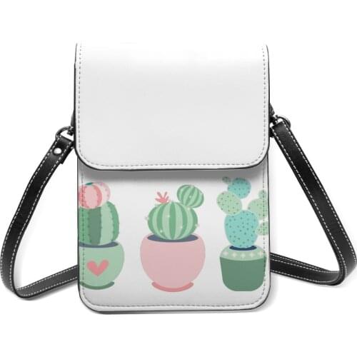 Cactus Shoulder Bag Student Gifts Mobile Phone Bag Funny Leather Work Bags