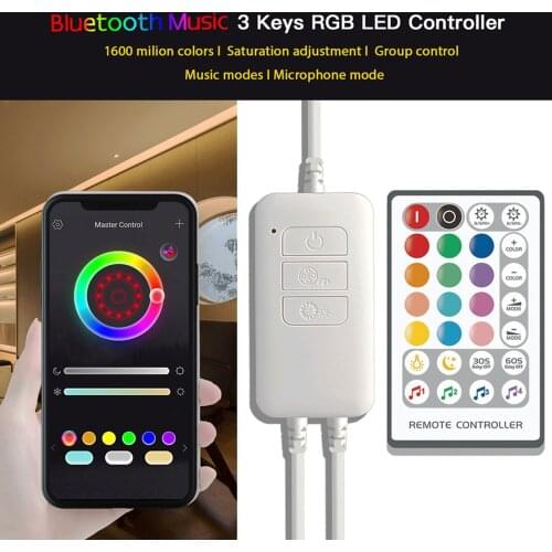 DC5-24V New Music Rhythm 28-Key LED Controller RGB 3 Channel For APP+Remote Control+Voice Control led Light strip