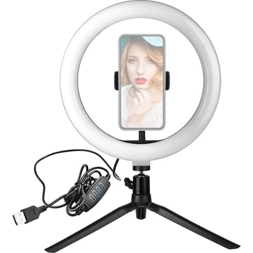 10 Inch LED Ring Light Beauty Fill-in Light Dimmable 3 Lighting Modes 3000K-6500K for Live Streaming Selfie Makeup Photography