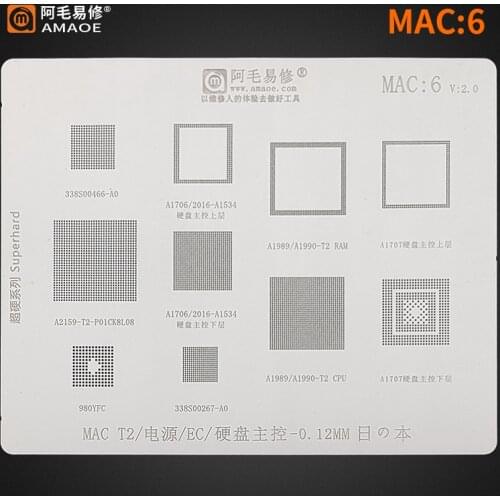 BGA reballing Stencil Template for Mac Macbook A1989 T2 CPU RAM POWER IC 338S00466 338S00267