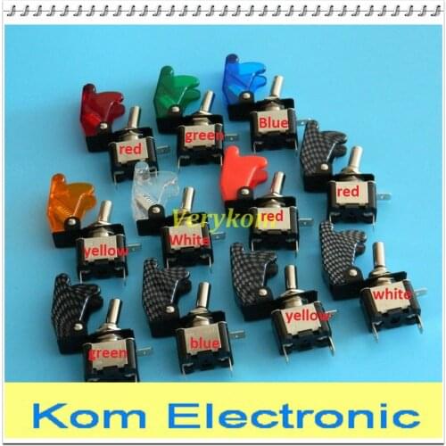 Auto Car Boat Truck Illuminated Led Toggle Switch With Safety Aircraft Flip Up Cover Guard Red Blue Green Yellow White 12V 20A