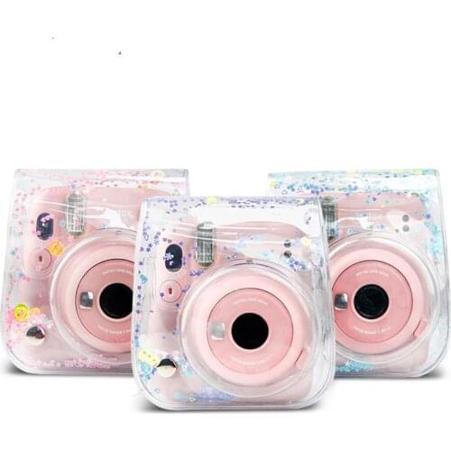 For Polaroid mini11/9/8 universal transparent PVC camera bag glitter photography storage bag protective cover quicksand bag
