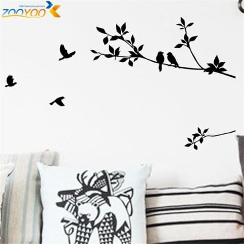 Flying Birds Tree Branches Wall Sticker for Living Room Bedroom Home Decoration Diy Vinyl Decals Scenery Mural Art