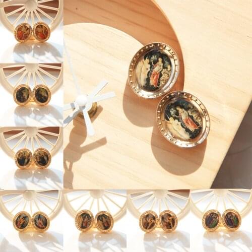 Retro Vintage Metal Gold Stud Earrings For Girls Europe Famous Art Portrait Punk Party Fashion Jewelry For Women Wholesale 2021