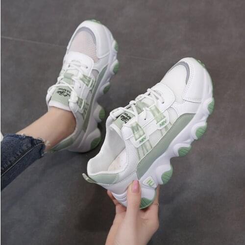 Womens Shoes Woman Round Toe Women New Lightweight Casual Shoes Lace-up Breathable Mesh Sneakers Platform Sport Shoes Ladies