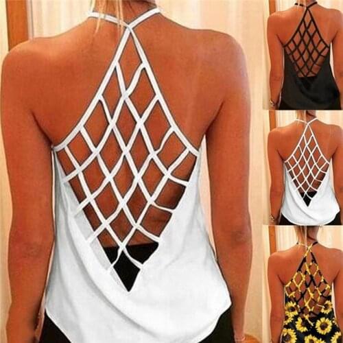 Women Summer Sexy Tops Off Shoulder Shirts Tank Tops Casual Loose Sleeveless T-Shirts Backless Camisole Vest