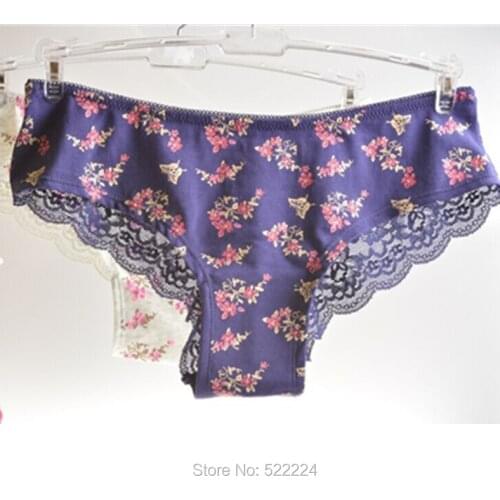 Women Sexy Lace Panties Low Waist Cotton Briefs Underwear G-Strings Thongs Tangas Ladys Exotic Lingeries Intimates