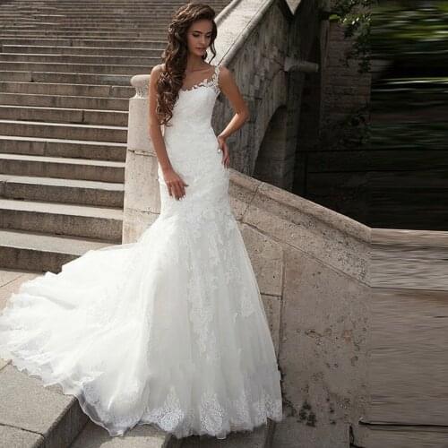 Mermaid Bohemian Wedding Dresses 2020 Appliques Lace Custom-Made Bride Dress Vestido De Noiva Wedding Gown