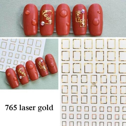 Gold gilding nail sticker for women nail tip accessories black gold blue pink laser foils 3D metallic nail decal YJ031