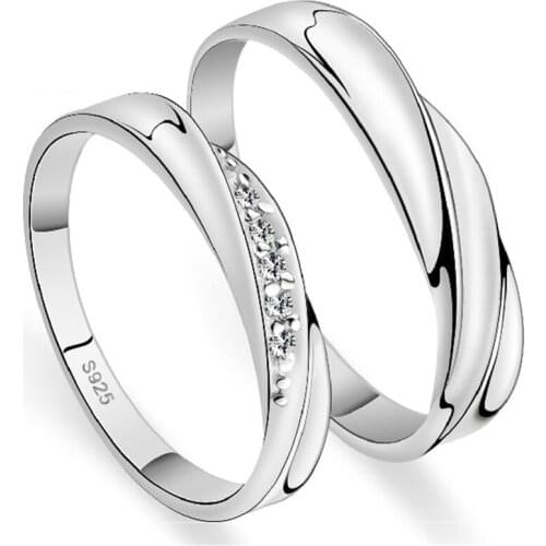 1 Pair Silver 925 Rings Set For Men Women AAA Zirconia Engagement Couple Ring With Stone Wedding Bands Bridal Jewelry Bijoux