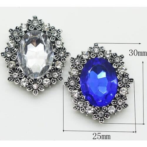 Fashion 10pc 25*30mm retro color rhinestone button wedding Decoraation buttons DIY hair flower center scraspbooking Accessories