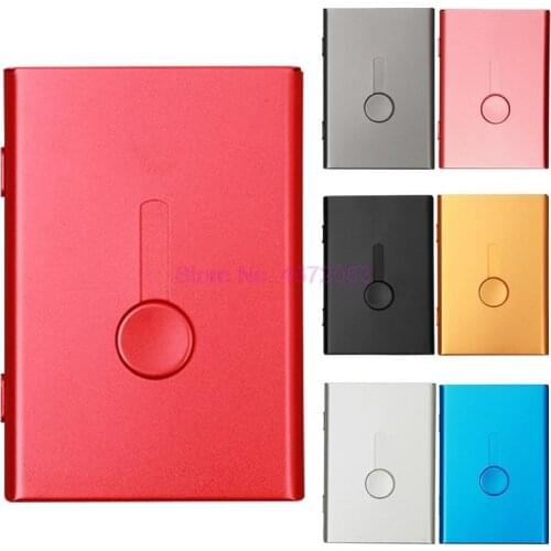 100pcs/lot Business Card Holder Hand Push Card Case Bank Card Membership Package Metal Ultra Thin Business Card Organizer