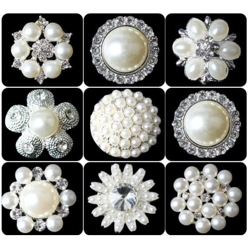 2Pcs/lot High-grade pearl rhinestone button sweater sweater cardigan sweater collar coat button decoration C097