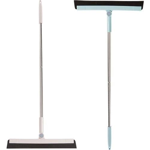 2 Pcs Rotating Cleaning Broom Household Glass Wiper Bathroom Floor Scraping Floor Cleaning Broom-Pink & Blue