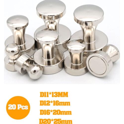 20Pcs Magnets Push Pins Metal Magnetic Push Pins Magnets Hooks Hanger for Refrigerator Whiteboard Map Calendar Home Office