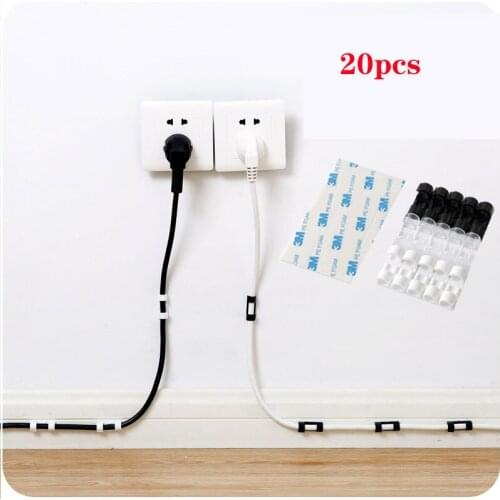 20PCS Cable Organizer Clips Cable Management Desktop & Workstation Wire Manager Cord Holder USB Charging Data Line Winder