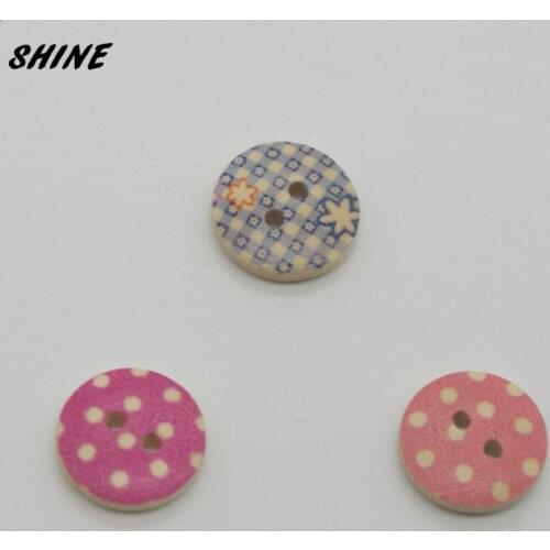 SHINE Wooden Sewing Buttons Scrapbooking Round Two Holes 15mm Dia. 24PCs Costura Botones Decorate bottoni botoes
