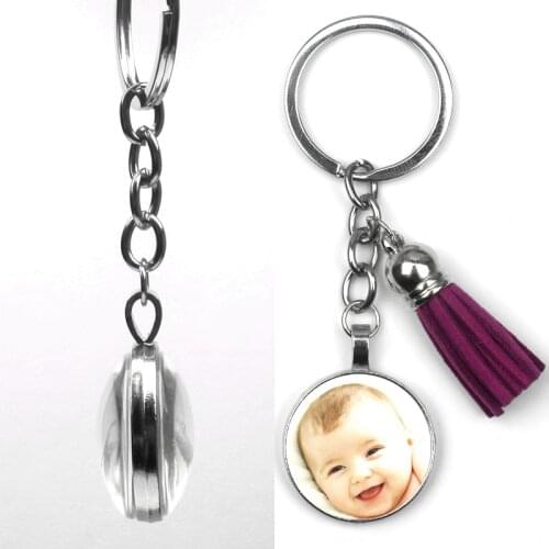 Custom Keychain Family Member DIY baby Double sided tassel Personalizeds Photo Pendant Baby Child Mom Dad Grandparent Loved Gift