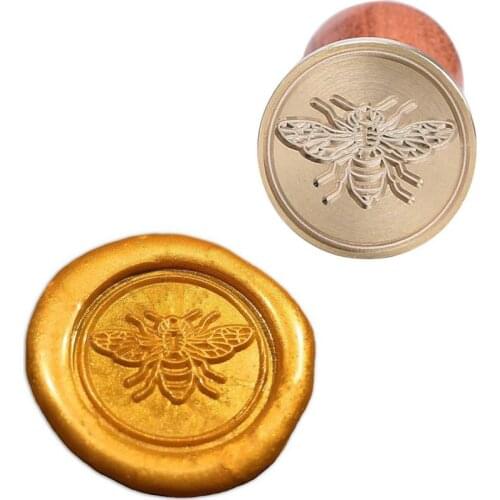 Retro Wooden Stamp Sealing Wax Paint Seal Stamp Vintage Metal Bee Sealing Stamps Envelope Postcard Gift Seals ON SALE