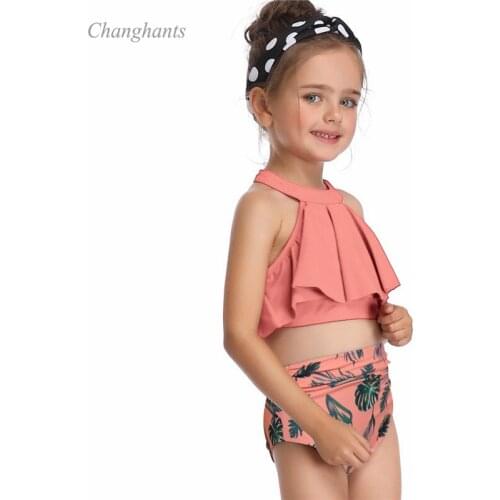 2020 New Model Kids Bikini Set Girls Two Pieces Swimwear Children Bathing Suits Baby Summer Beachwear Swimming Pool