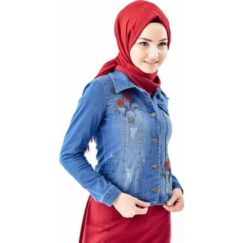 Minahill Embroidered Jeans Jacket 6040-01 Blue Jeans 6040-01
