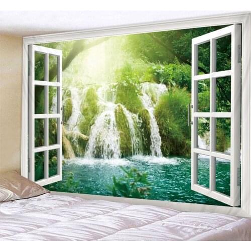 Fantasy Forest Waterfall Printed Large Wall Tapestry Cheap Hippie Wall Hanging Bohemian Wall Tapestries Mandala Wall Art Decor
