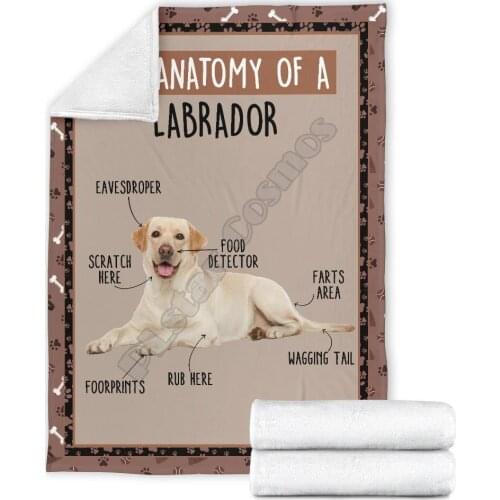 The anatomy of labrador dog fleece blanket funny 3d printed Sherpa Blanket on Bed Home Textiles HOME ACCESSORIES
