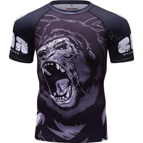 Summer New Fashion Mens Round Neck Short Sleeve Digital Cartoons Patter Printed Outdoor Running Fitness Sports T Shirt
