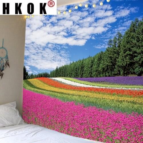 HKOK Flower Sea Tapestry Wall Rugs Wall Hanging Covering Fabric Mural Background Towel Beach Fabric Blanket Living Home Decor