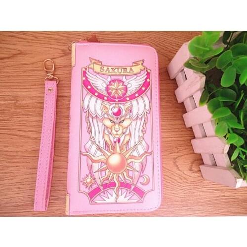 Cherry blossom wallet sailor moon PU magic card wallet card crowe wine red pink girl long version of the cute girl girl young an