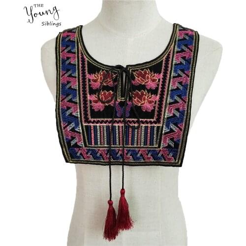 Beautiful Embroidery Ethnic style Lace Lotus Flower Lace Collar Sewing Fabric Lace Neckline DIY Costume Accessories Scrapbooking