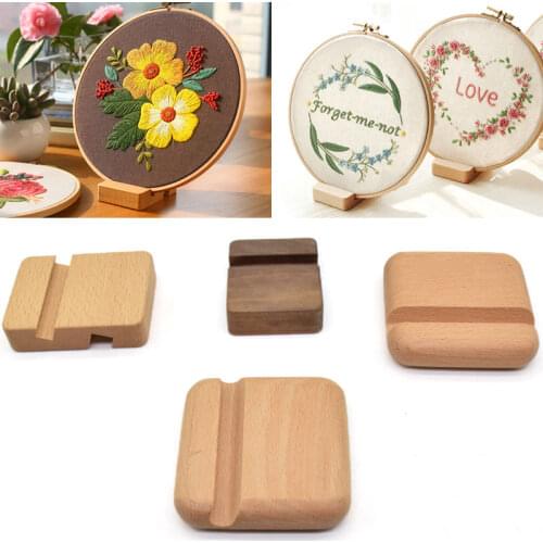 Embroidery Shed Support Solid Wood Mobile Phone Base Bracket DIY Funny Handicrafts Modern Solid Wood Base Wood Phone Bracket